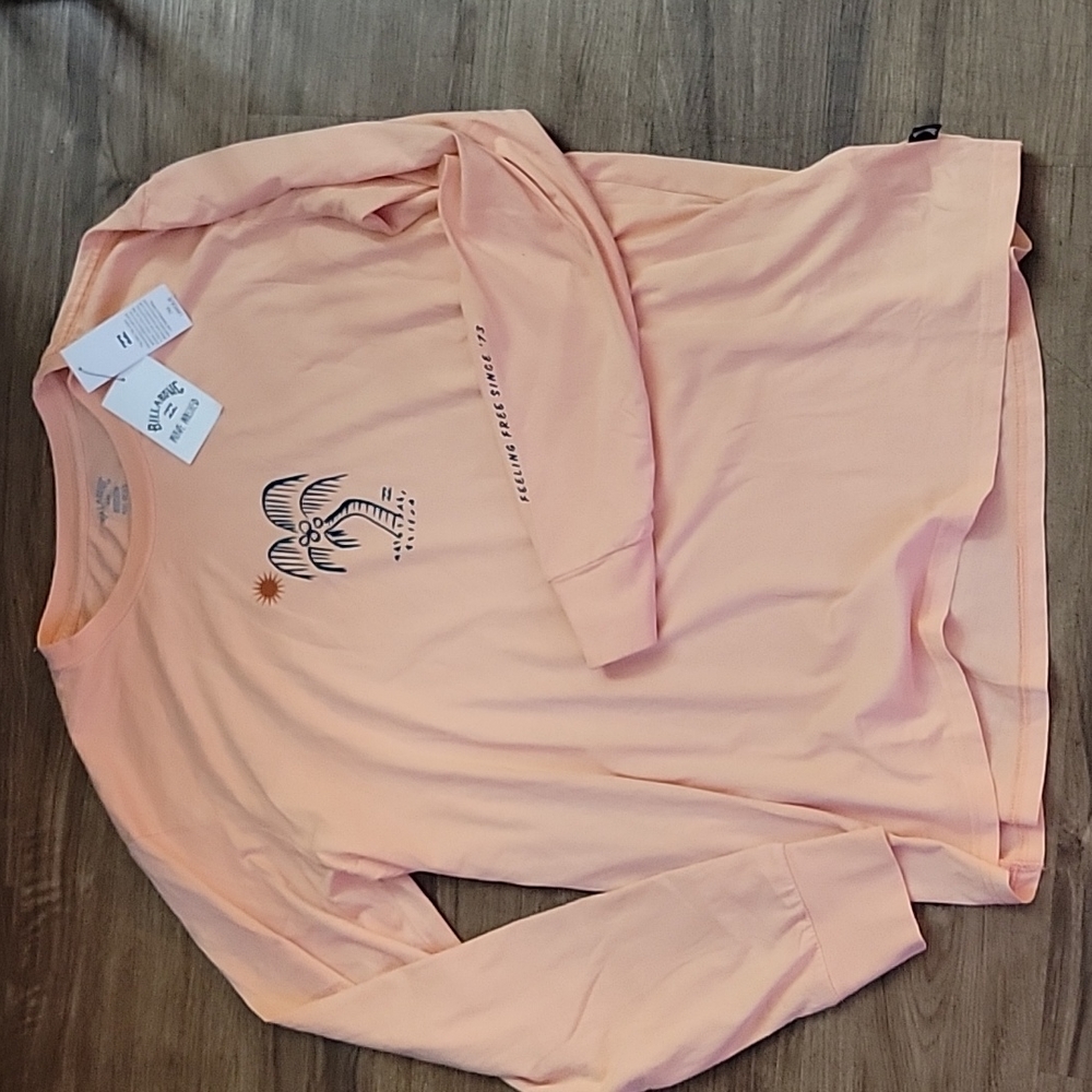 NWT Men's Lrg Pink Billabong Long Sleeve T-Shirt. Unique-Washed Washed.